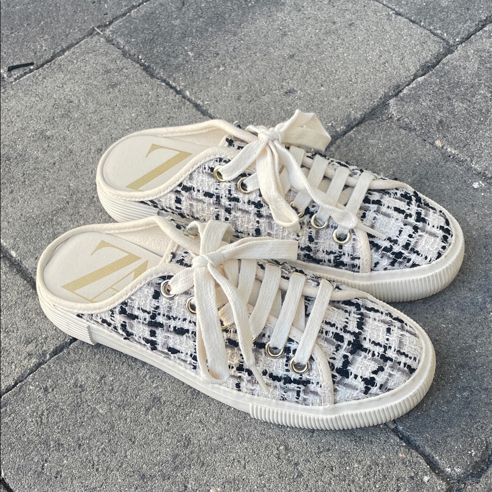 Women’s Zara Open Back Tweed Fabric Sneakers